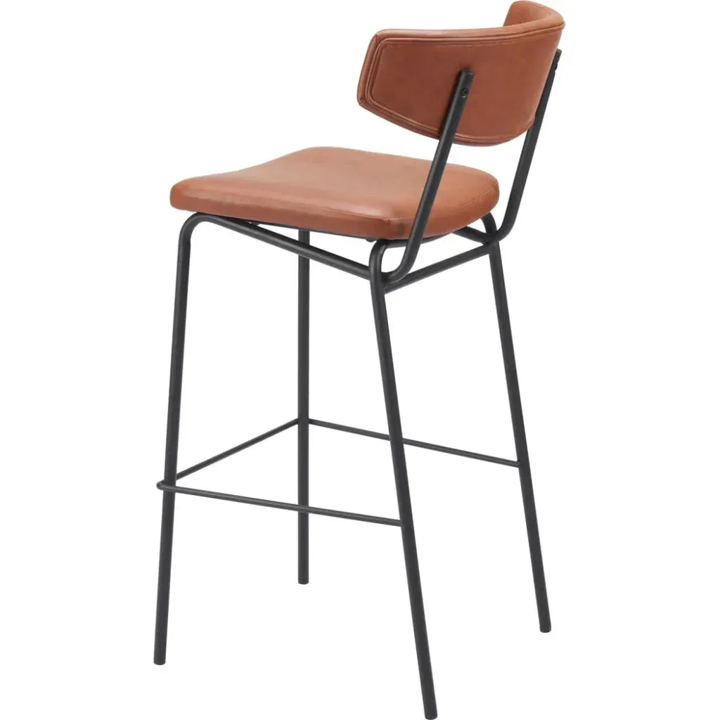 Charon Brown Leather Barstool (Set of 2)