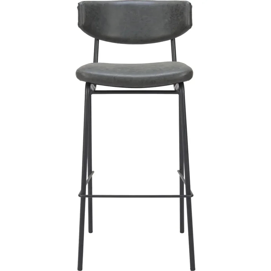 Charon Vintage Black Leather Barstool (Set of 2)