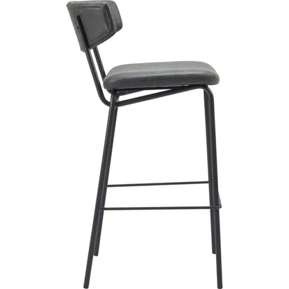 Charon Vintage Black Leather Barstool (Set of 2)