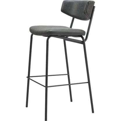 Charon Vintage Black Leather Barstool (Set of 2)