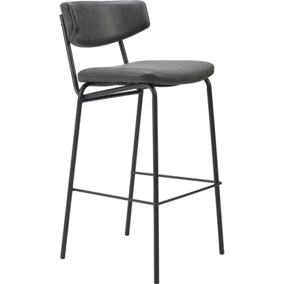 Charon Vintage Black Leather Barstool (Set of 2)