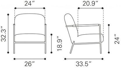 Chicago Ivory Fabric Accent Chair