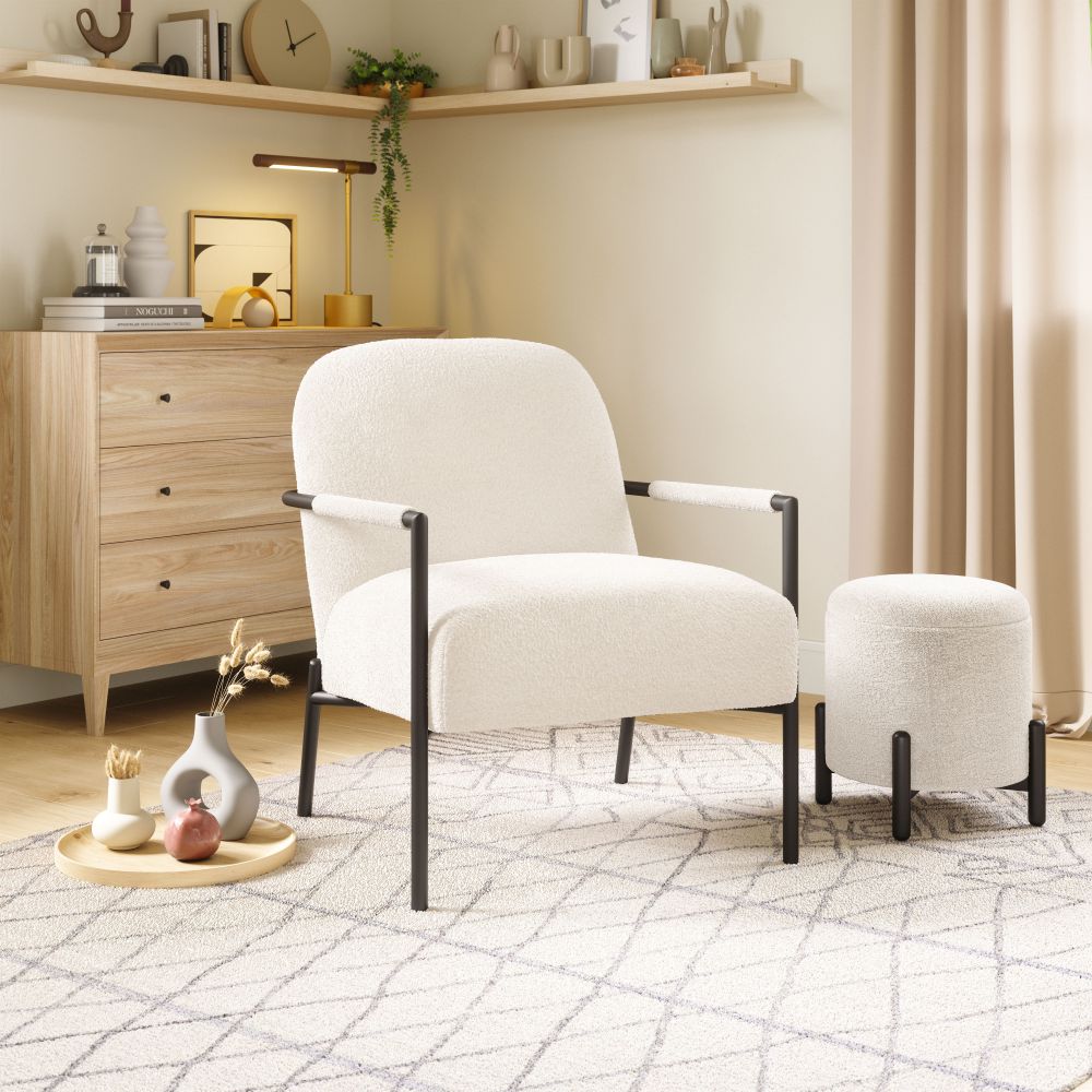 Chicago Ivory Fabric Accent Chair