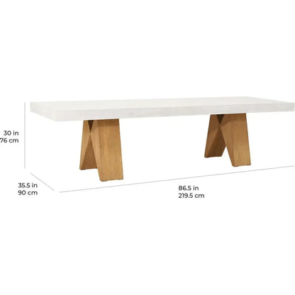 Clip 87 in Concrete  White Outdoor Dining Table