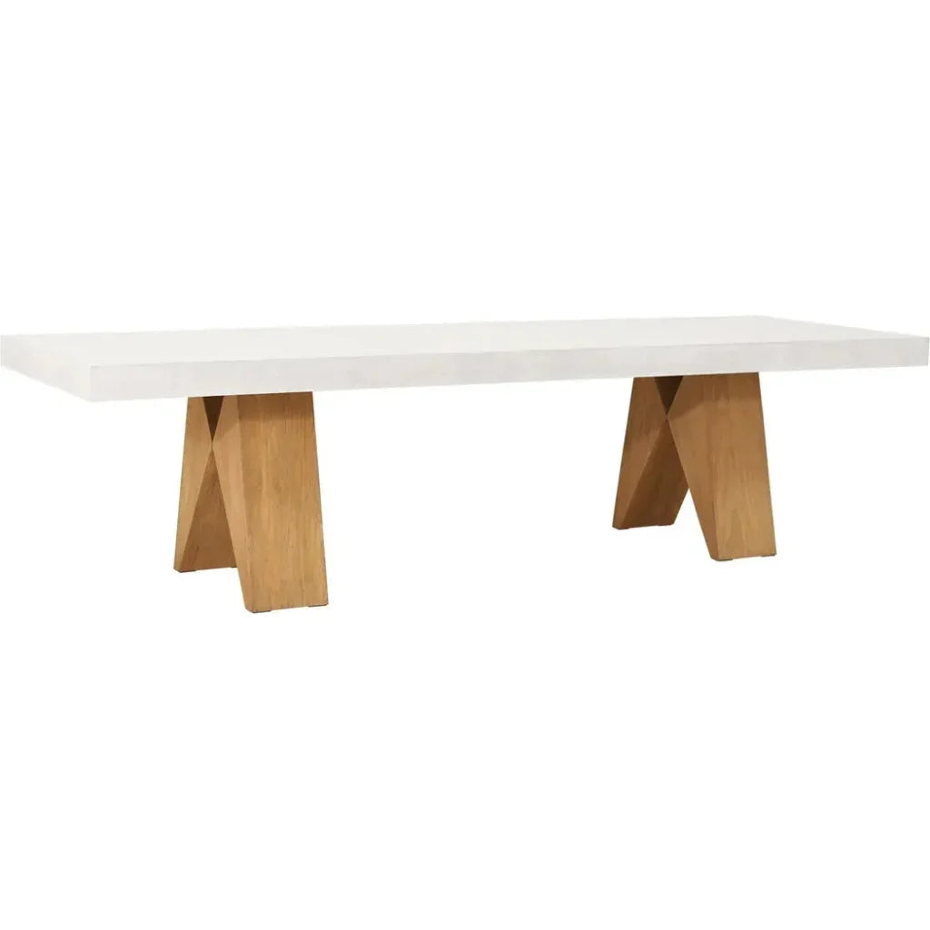 Clip 87 in Concrete  White Outdoor Dining Table