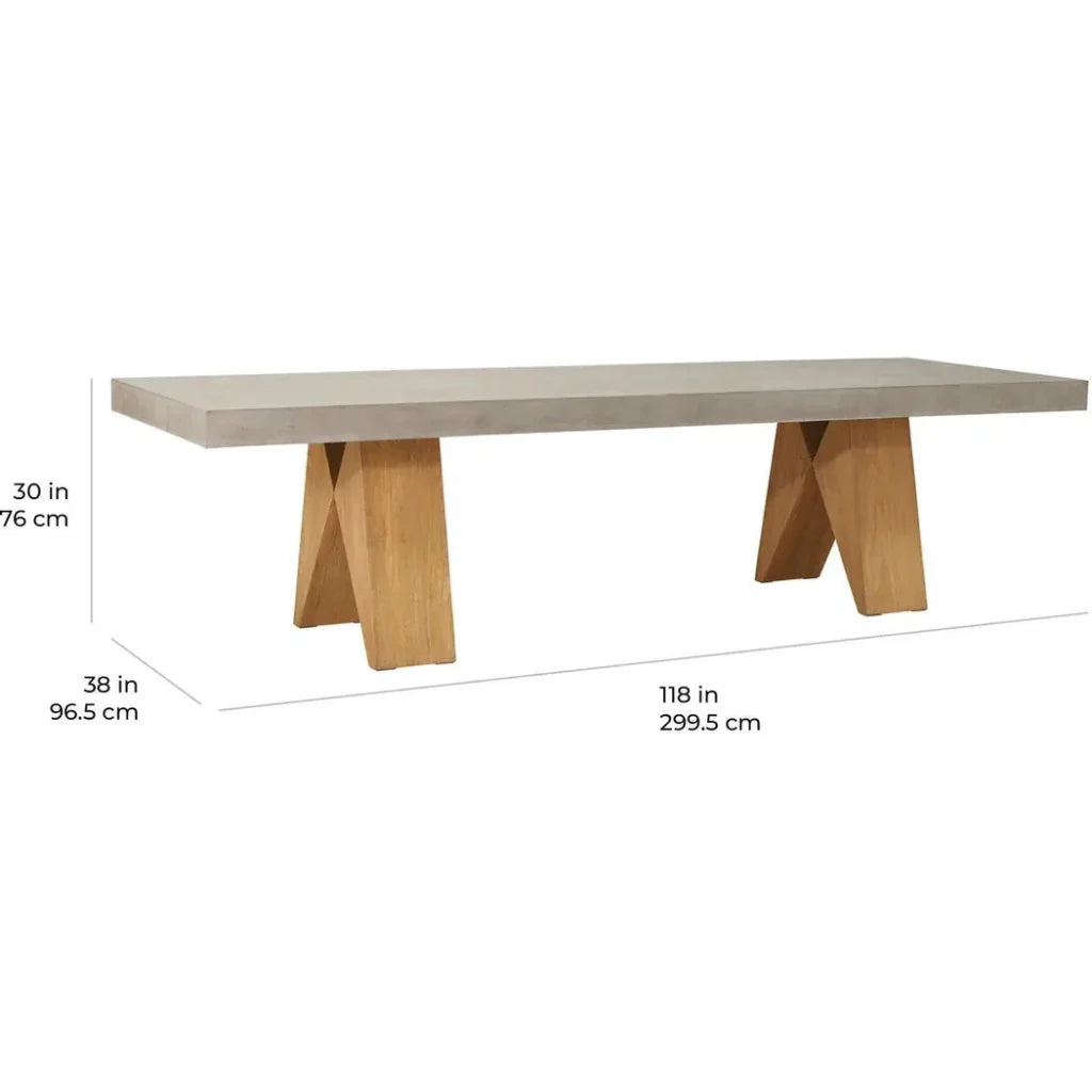 Clip Large Concrete  Slate Grey Outdoor Dining Table