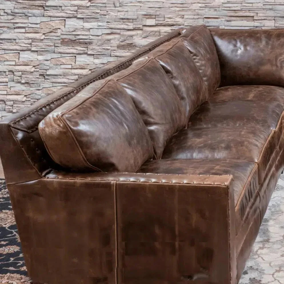 Colorado Tan  Grain Leather Couch High Back Made USA