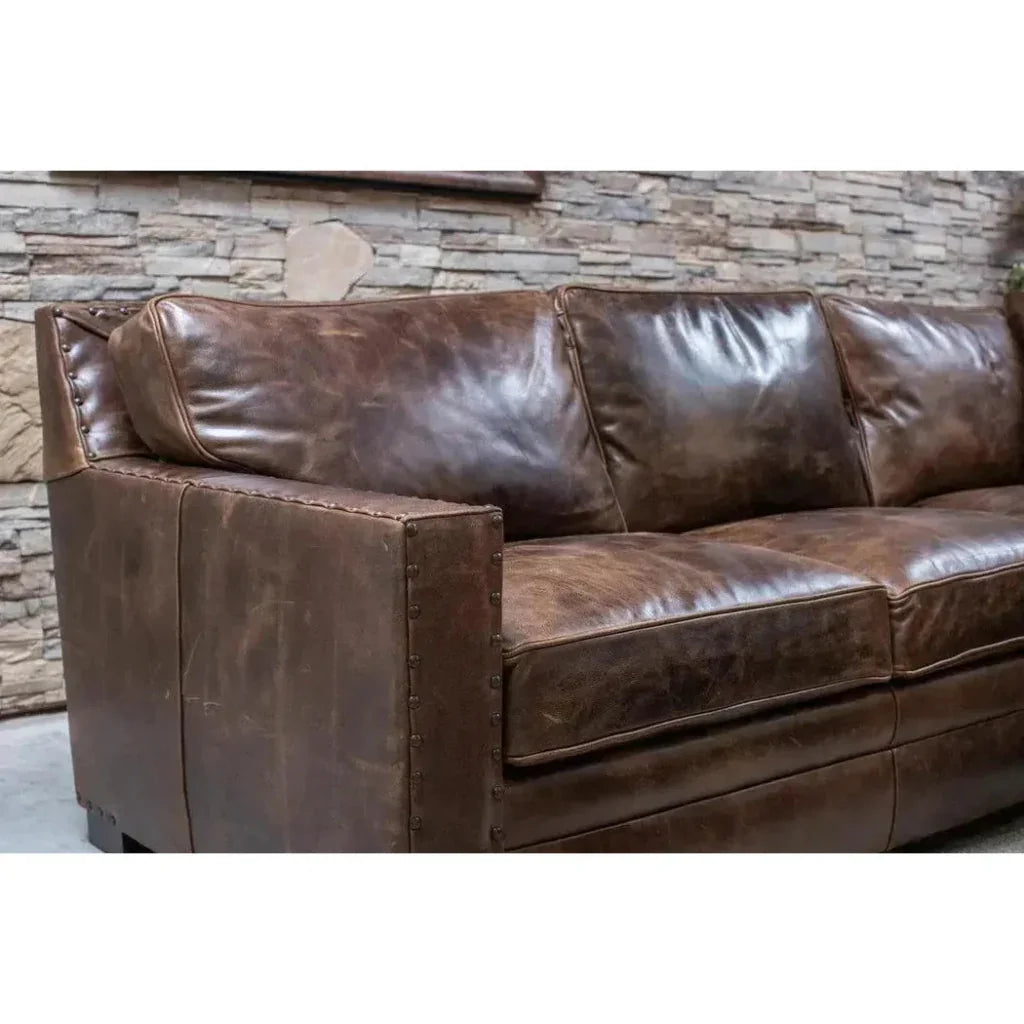 Colorado Tan  Grain Leather Couch High Back Made USA