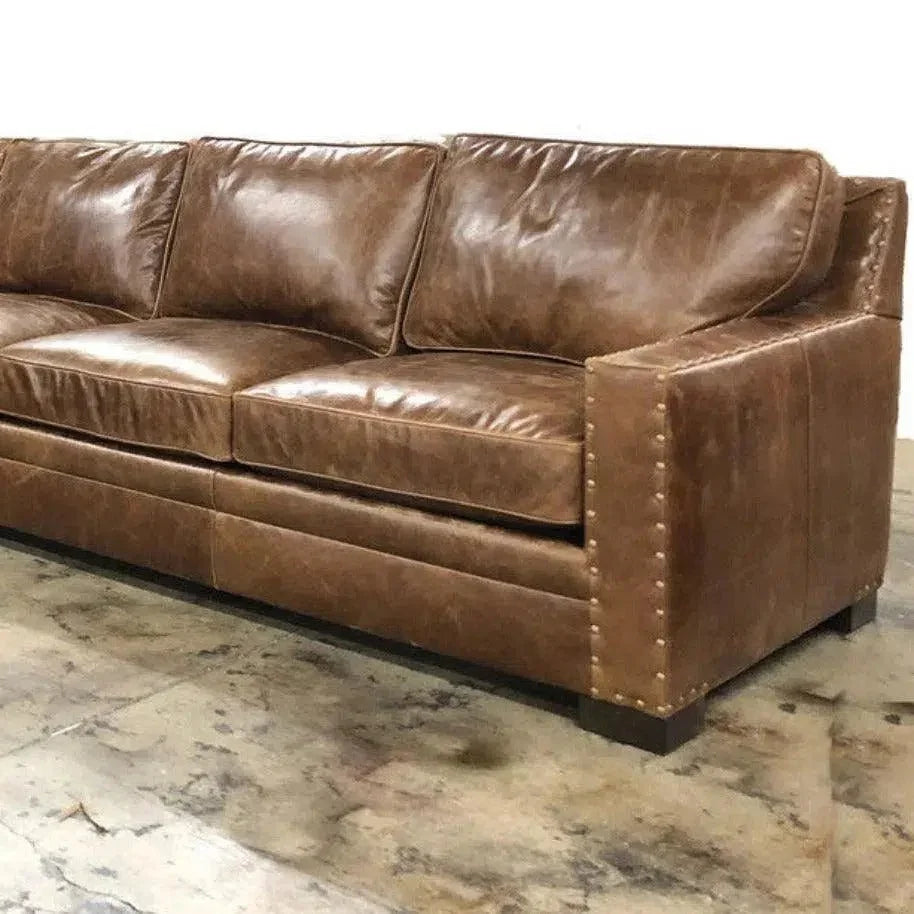 Colorado Tan  Grain Leather Couch High Back Made USA