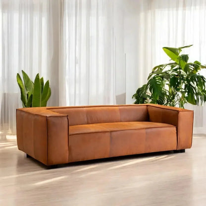 Contemporary Leather Club Sofa