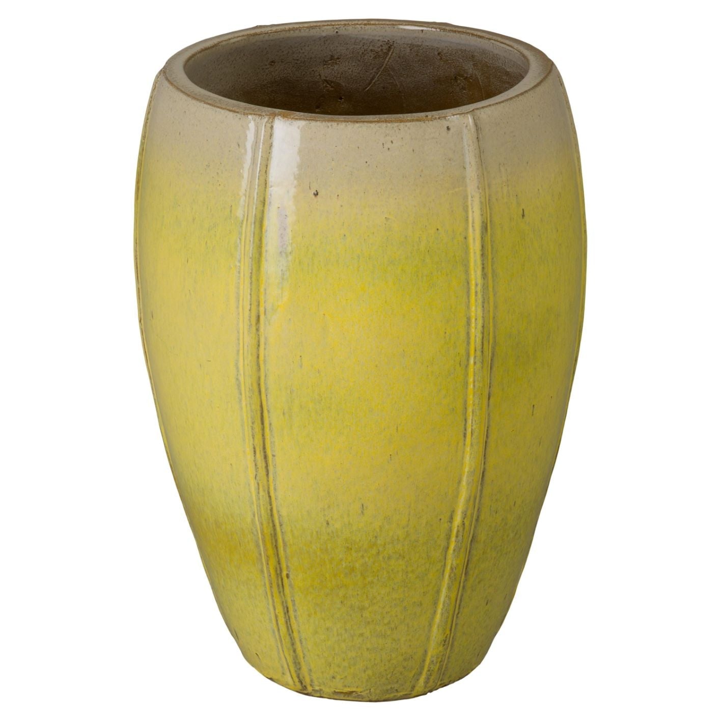 Crest Yellow Ceramic Tall Outdoor Planter