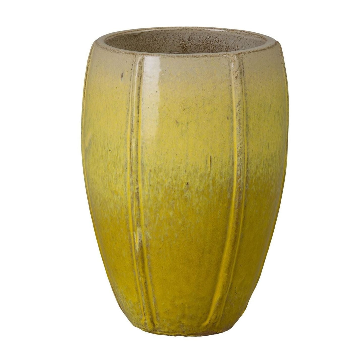 Crest Yellow Ceramic Tall Outdoor Planter