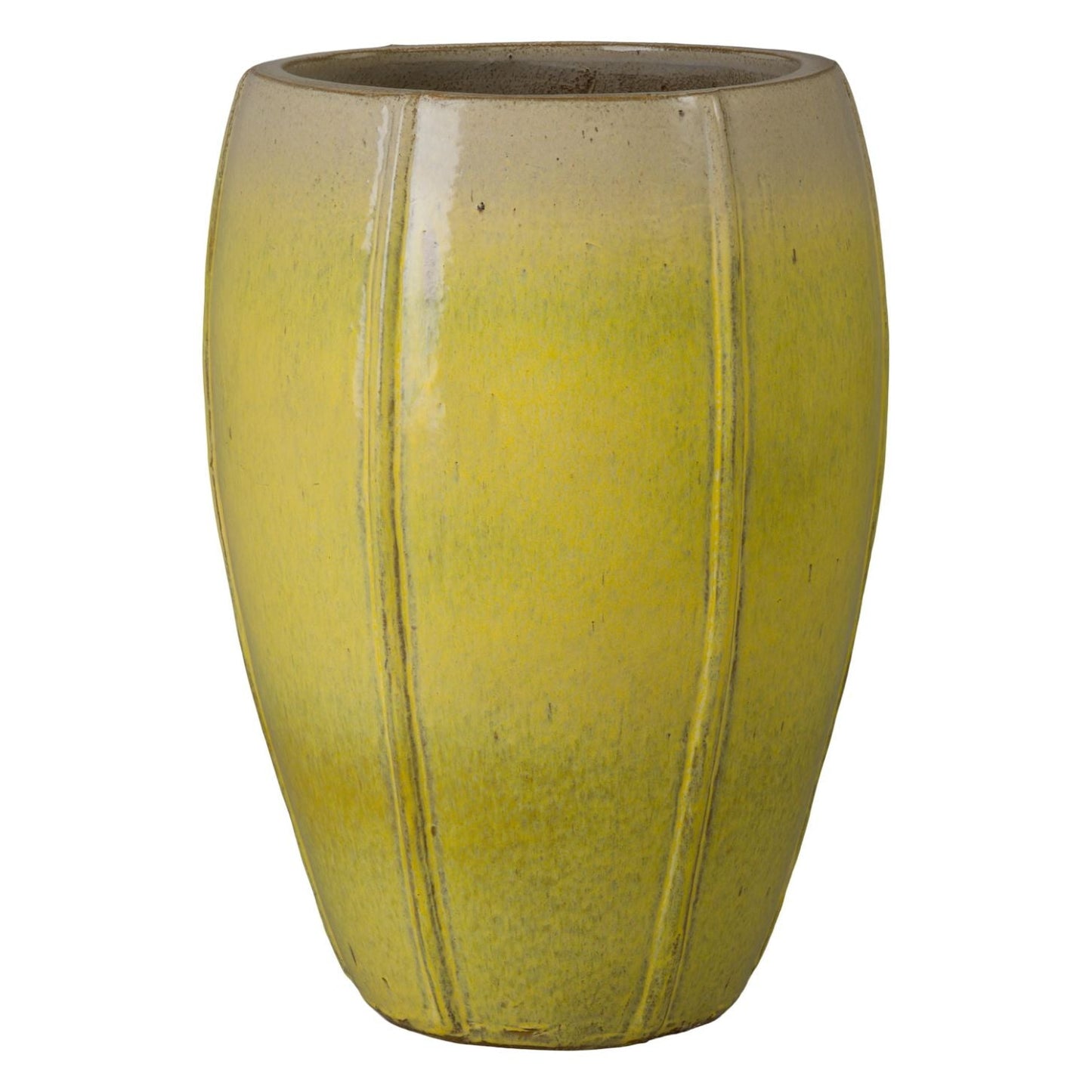 Crest Yellow Ceramic Tall Outdoor Planter