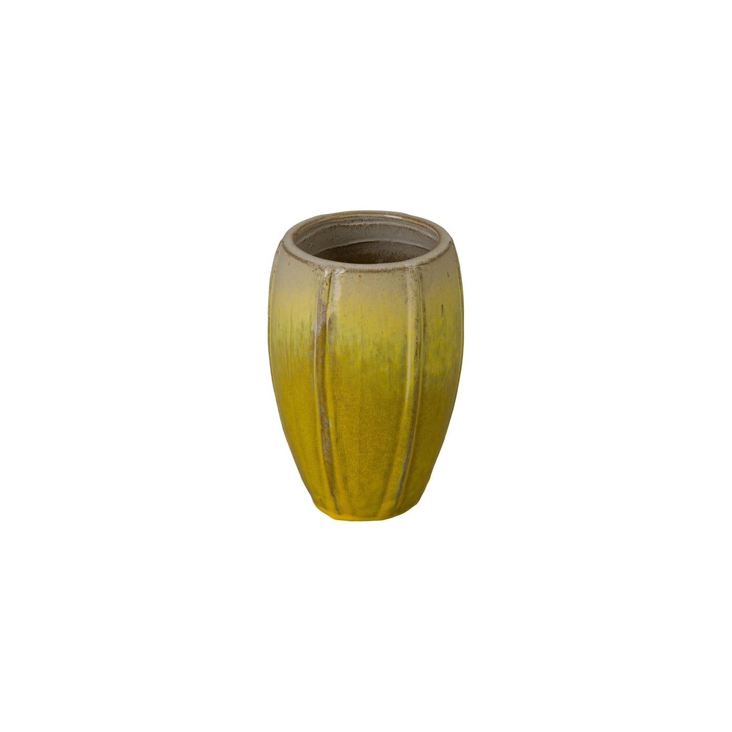 Crest Yellow Ceramic Tall Outdoor Planter