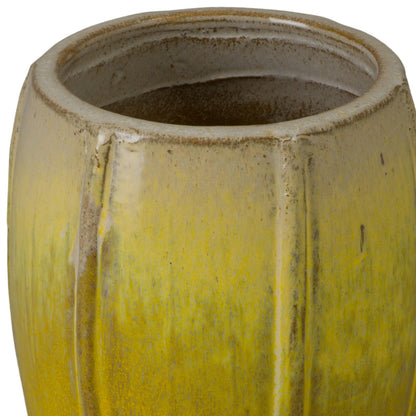 Crest Yellow Ceramic Tall Outdoor Planter