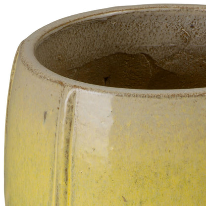 Crest Yellow Ceramic Tall Outdoor Planter