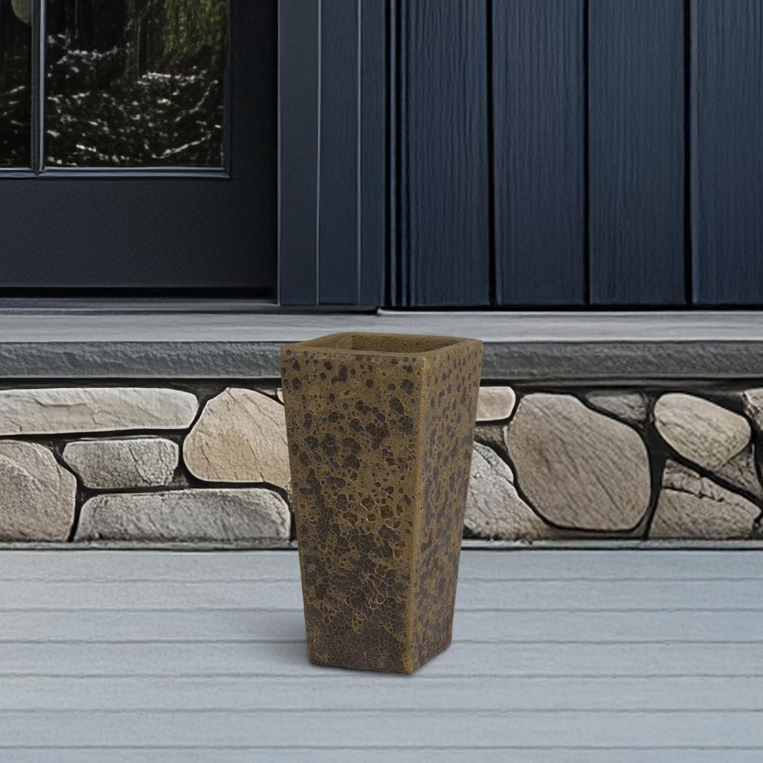 Crisco Square Bubble Yellow Tall Outdoor Planter