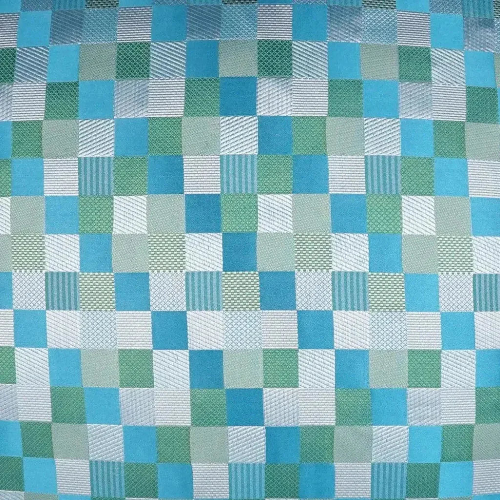 Cubit Aqua Plaid Check Blue Mist Large Throw Pillow
