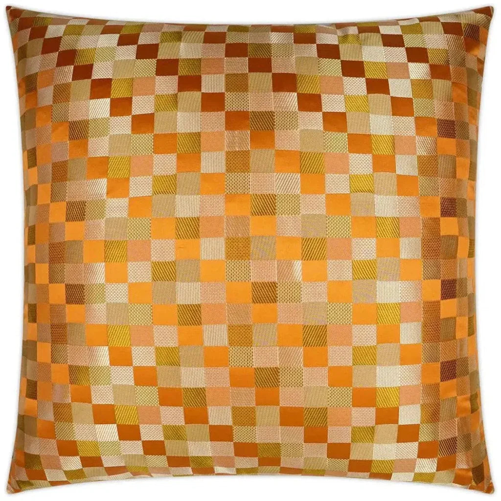 Cubit Plaid Check Orange Large Throw Pillow Insert
