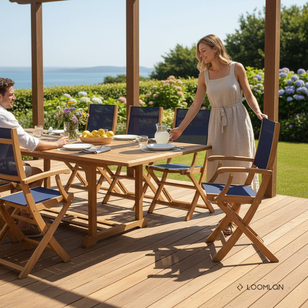 Dalton Teak Patio Dining Set 9PC