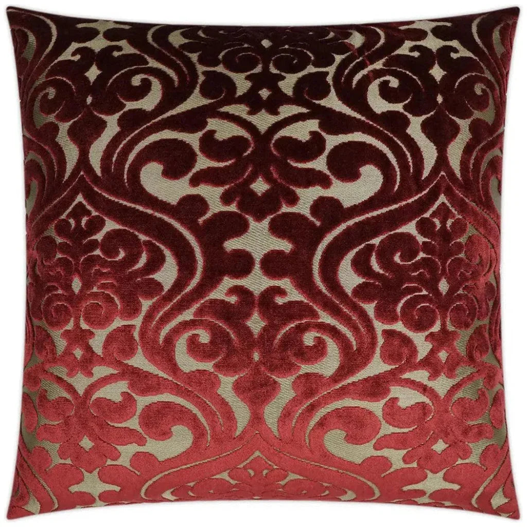 Damascus Wine Traditional Red Large Throw Pillow Insert