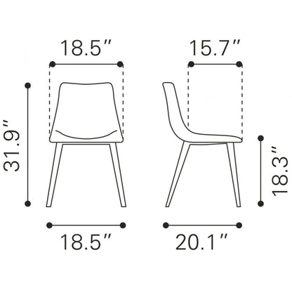 Daniel Performance Fabric Armless Dining Chair 2PC