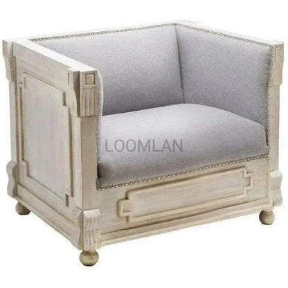 Davara White Wash Wooden Club Chair