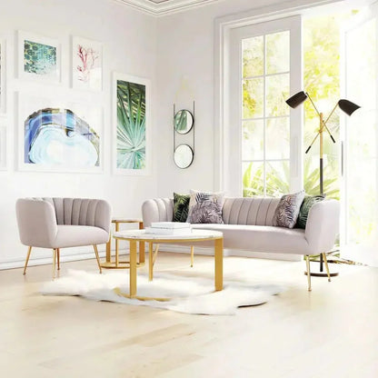 Deco Sofa Beige & Gold