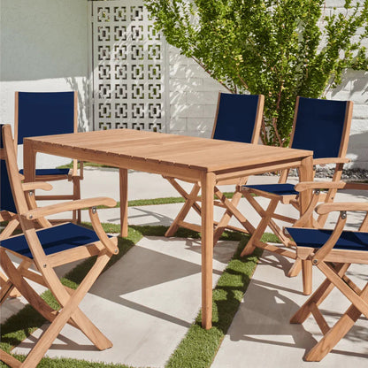 Del Ray Teak Patio Rectangular Dining Set 7PC