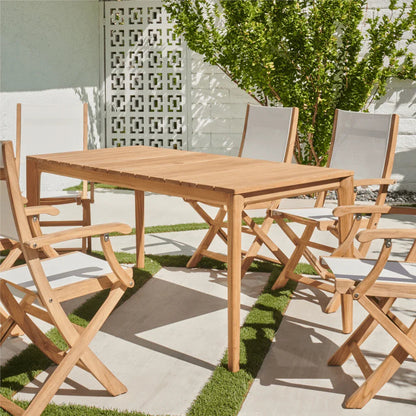 Del Ray Teak Patio Rectangular Dining Set 7PC