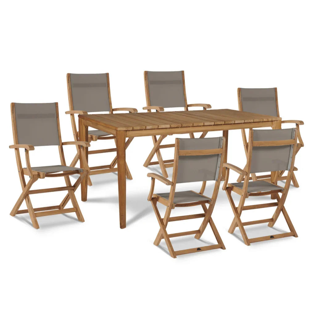 Del Ray Teak Patio Rectangular Dining Set 7PC