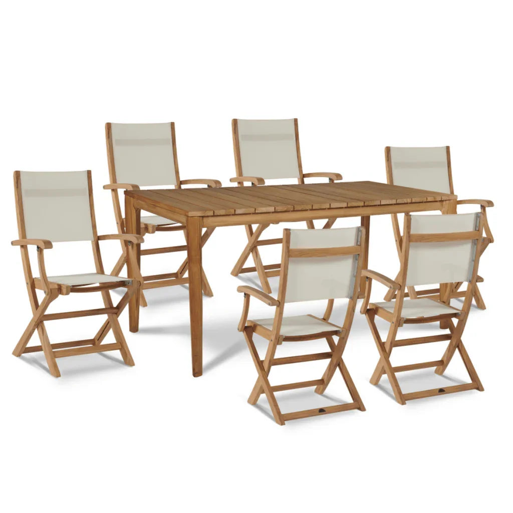 Del Ray Teak Patio Rectangular Dining Set 7PC