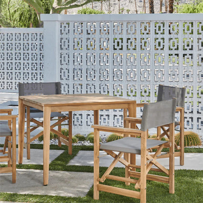 Del Ray Teak Patio Square Dining Set 5PC