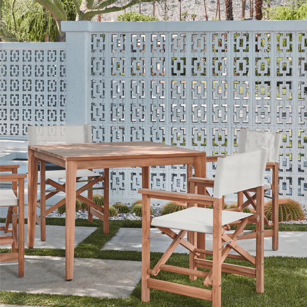 Del Ray Teak Patio Square Dining Set 5PC