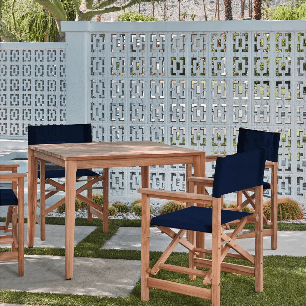 Del Ray Teak Patio Square Dining Set 5PC