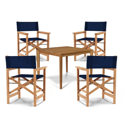 Del Ray Teak Patio Square Dining Set 5PC