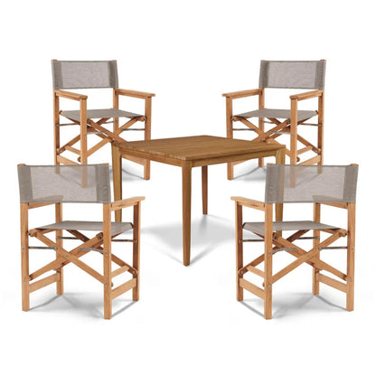 Del Ray Teak Patio Square Dining Set 5PC