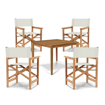 Del Ray Teak Patio Square Dining Set 5PC