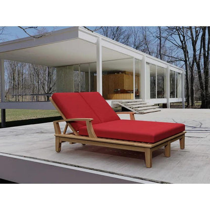 Delano Teak Double Reclining Sunlounger with Sunbrella Cushions