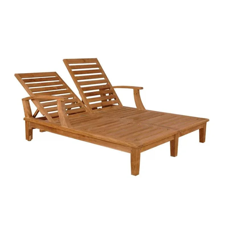 Delano Teak Double Reclining Sunlounger with Sunbrella Cushions