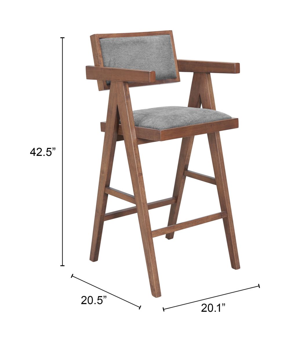 Delhi Grey Fabric Barstool 2PC