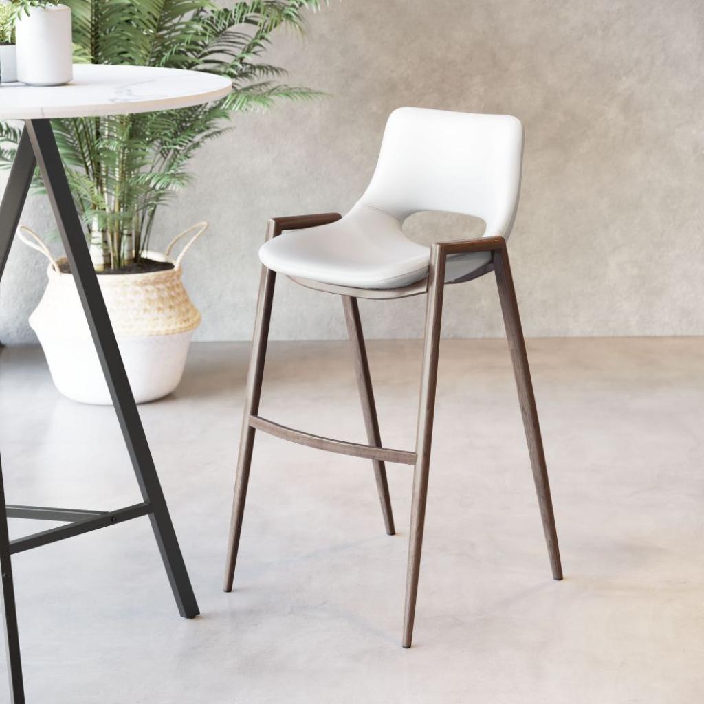 Desi Mid-Century Leather Barstool (Set of 2)