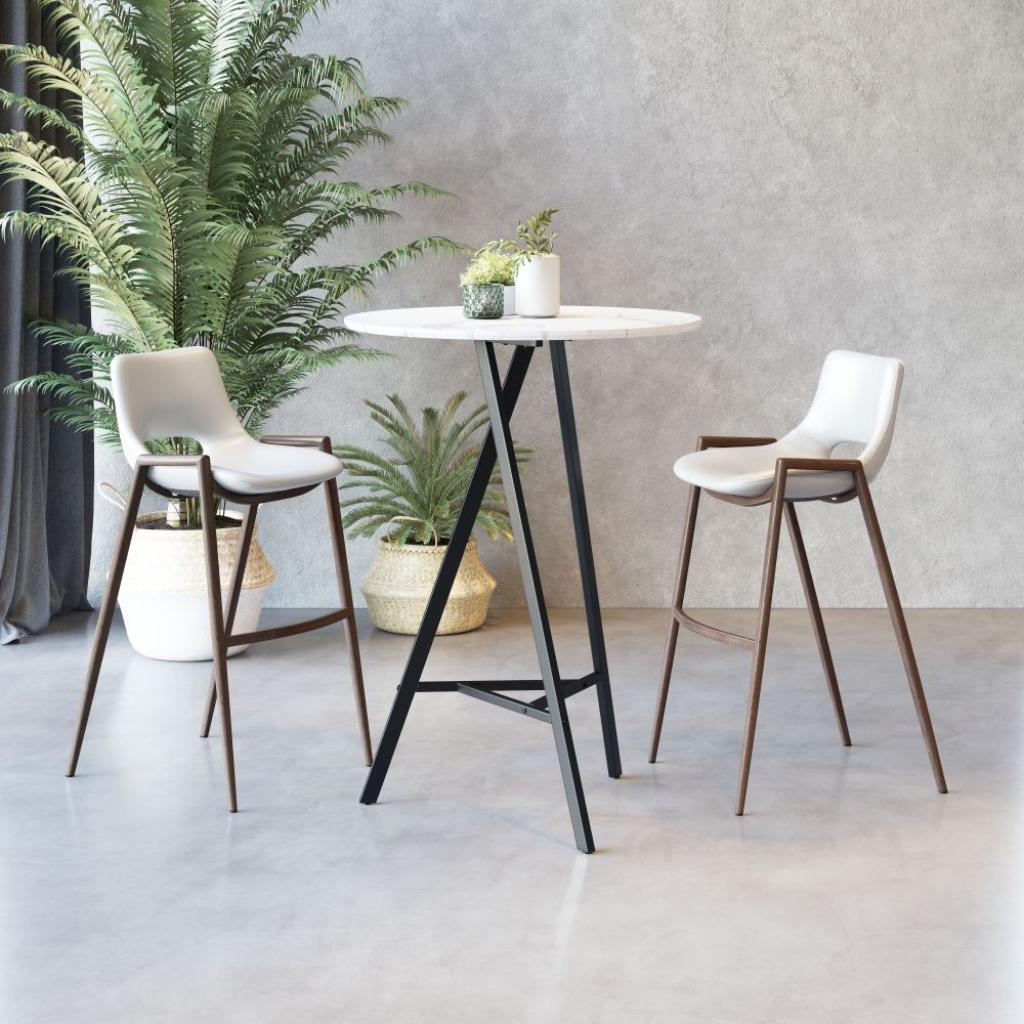 Desi Mid-Century Leather Barstool (Set of 2)