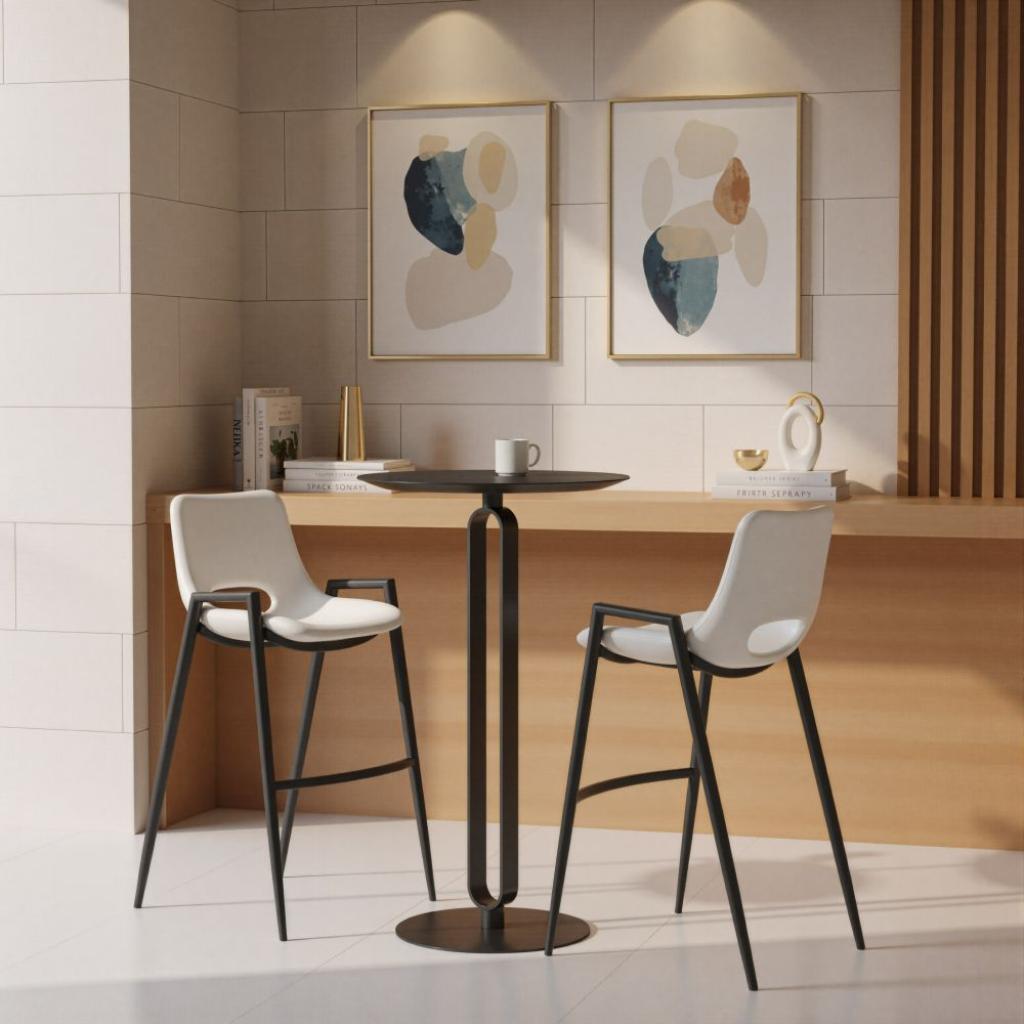 Desi Mid-Century Leather Barstool (Set of 2)