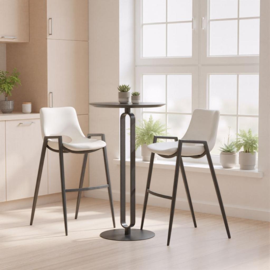Desi Mid-Century Leather Barstool (Set of 2)