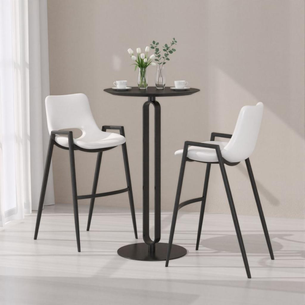 Desi Mid-Century Leather Barstool (Set of 2)
