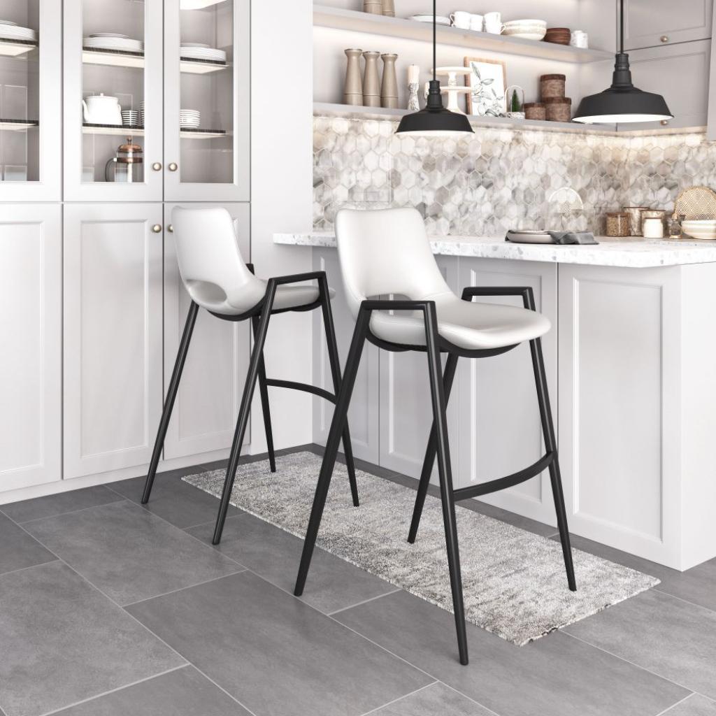 Desi Mid-Century Leather Barstool (Set of 2)