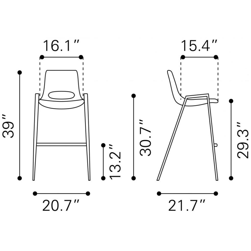 Desi Mid-Century Leather Barstool (Set of 2)
