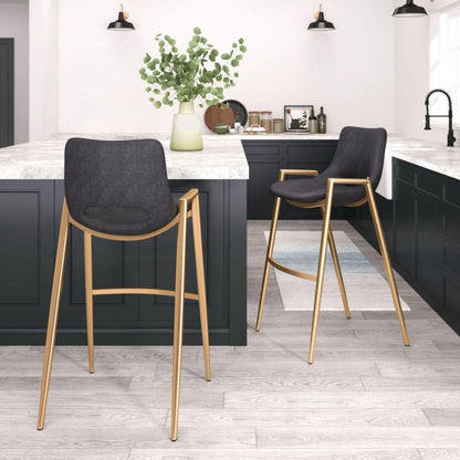 Desi Mid-Century Leather Barstool (Set of 2)