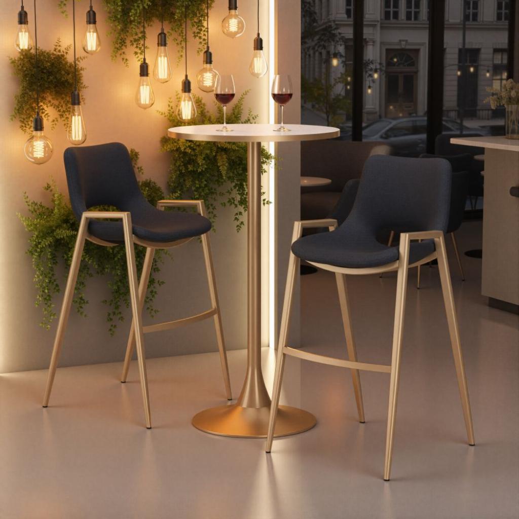 Desi Mid-Century Leather Barstool (Set of 2)